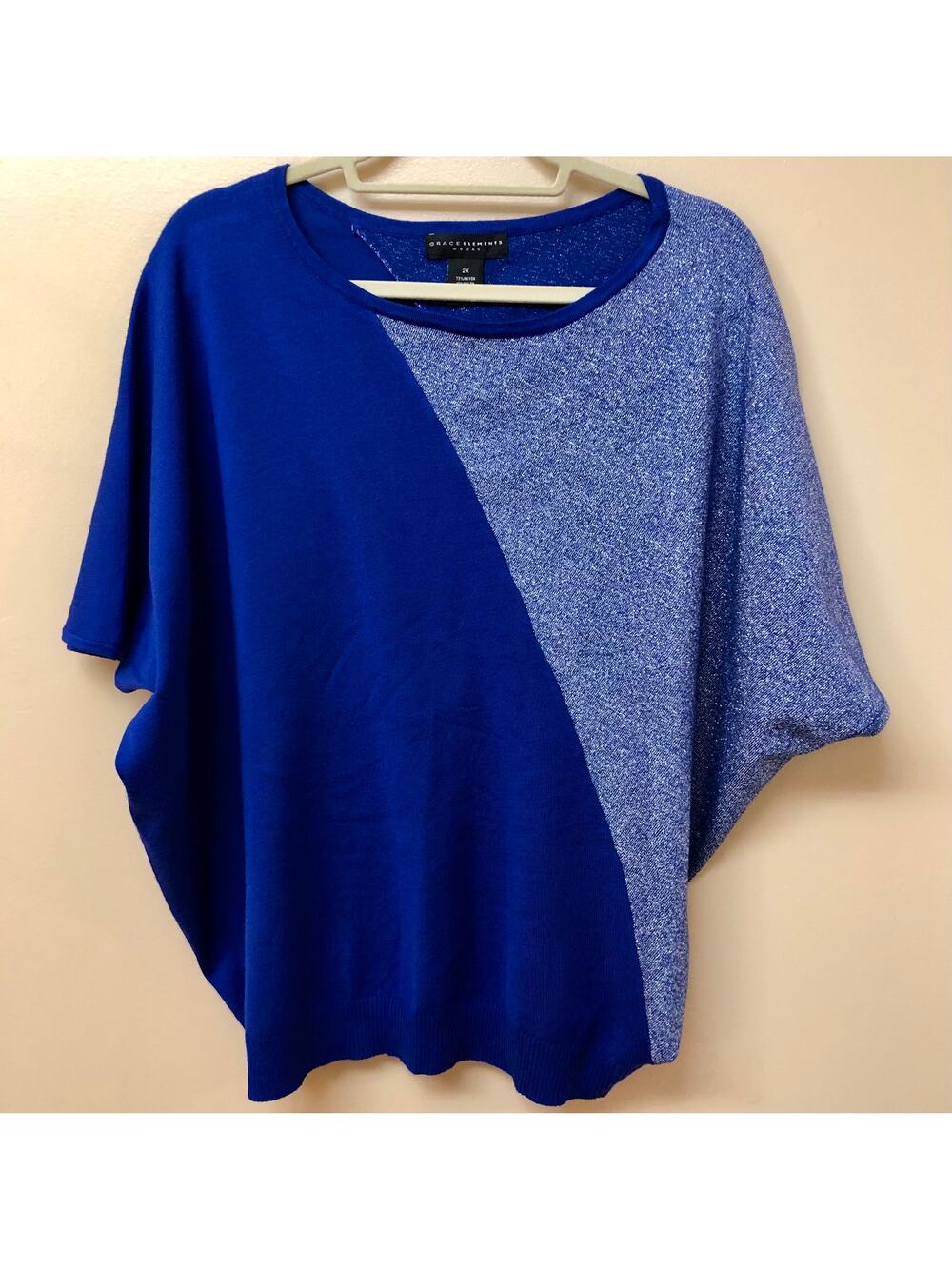 Grace Elements Woman's Blue / Silver Knit Top 2X